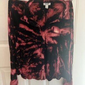 Old Navy Black and Red Tie-Dye Top